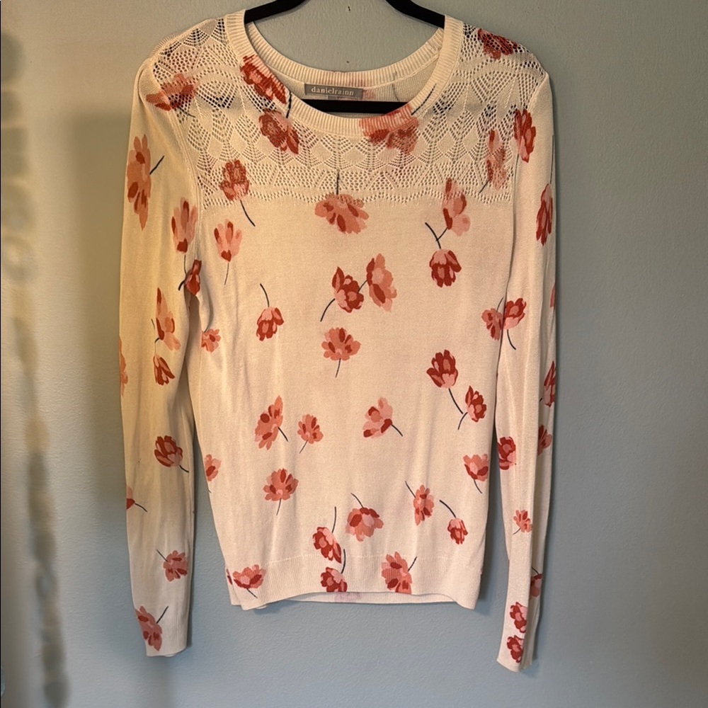 Floral Cream Sweater, lightweight, easy care